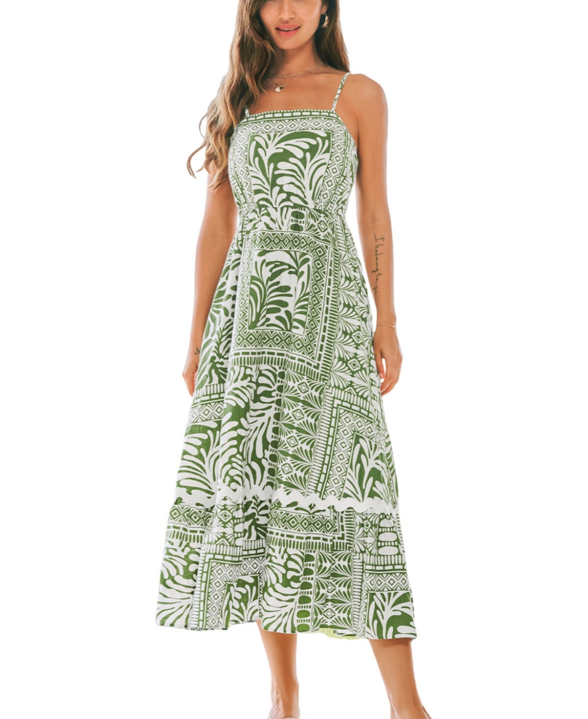 Women's Sage Woods Floral Maxi Beach Dress - Light/pastel green
