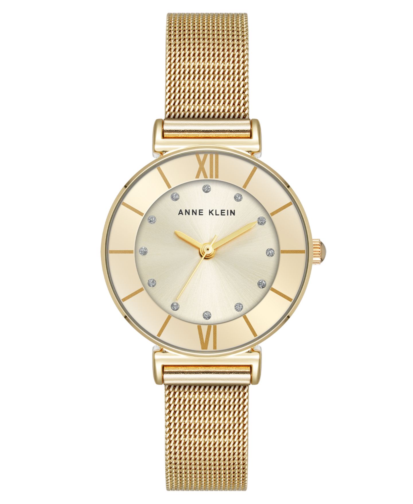 Женские часы Anne Klein Quartz Premium Round Gold-Tone Stainless Steel Mesh Watch, 29mm — фото 1