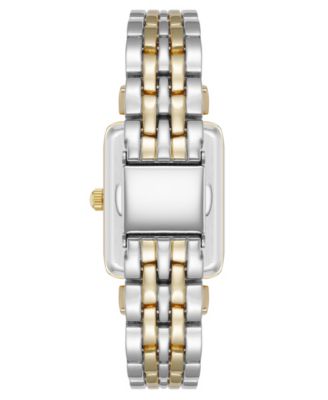Women's Quartz Rectangular Roman Numeral Two-Tone Metal Alloy and Light Blue Dial Watch, 23mm