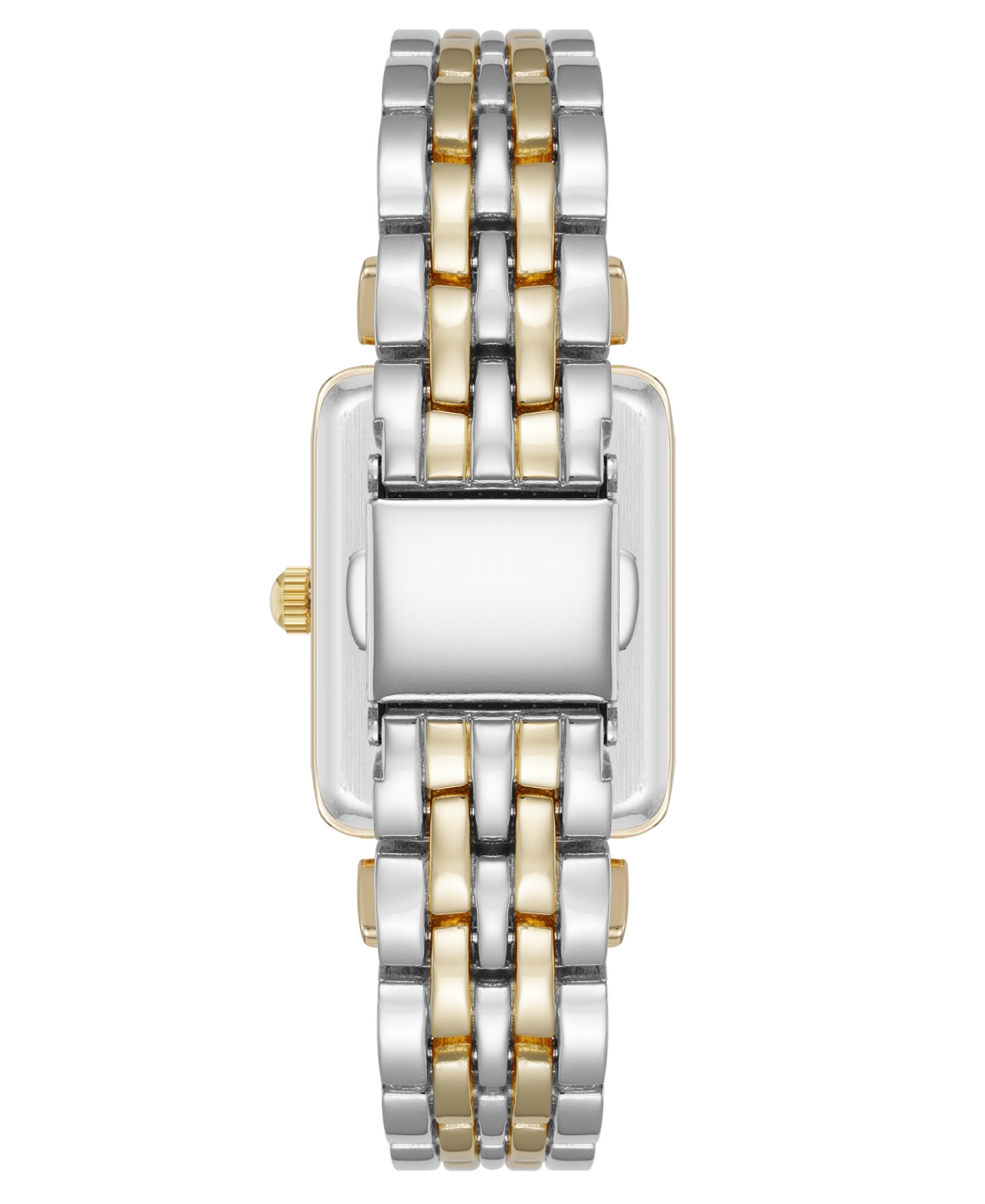 Anne Klein Women's Quartz Rectangular Roman Numeral Two-tone Metal Alloy And Light Blue Dial Watch, 23mm In Light Blue,silver-tone,gold-tone