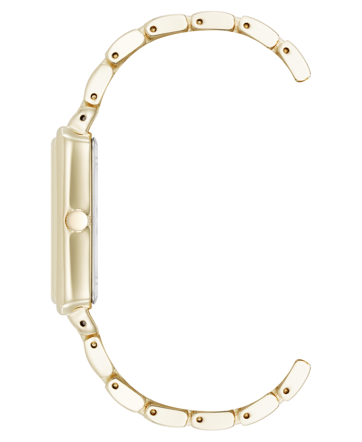 Anne Klein Women's Quartz Rectangular Estate Gold-tone Metal Alloy And Pink Dial Watch, 25mm In Pink,gold-tone