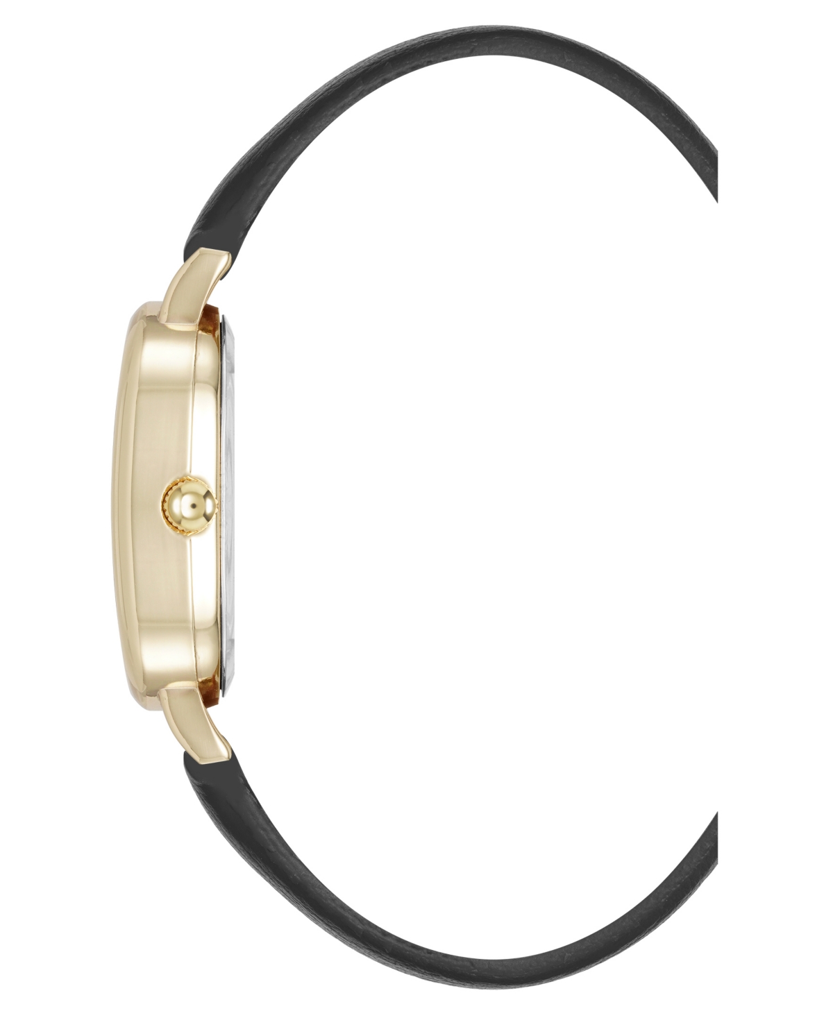 Shop Anne Klein Women's Quartz Oval Black Polyurethane Leather And Gold-tone Metal Alloy Watch, 23mm In Black,gold-tone