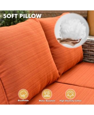 13 Piece Outdoor Patio Furniture Sets with Fire Pit Table,All Weather Wicker Sectional Sofa with Extra Deep Patio Swivel Chairs and Solar Powered Coffee Table for Porch,Garden,Backyard