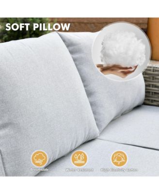 13 Piece Outdoor Patio Furniture Sets with Fire Pit Table,All Weather Wicker Sectional Sofa with Extra Deep Patio Swivel Chairs and Solar Powered Coffee Table for Porch,Garden,Backyard