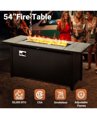 13 Piece Outdoor Patio Furniture Sets with Fire Pit Table,All Weather Wicker Sectional Sofa with Extra Deep Patio Swivel Chairs and Solar Powered Coffee Table for Porch,Garden,Backyard