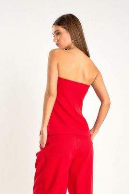 Women's Strapless Buttoned Long Top