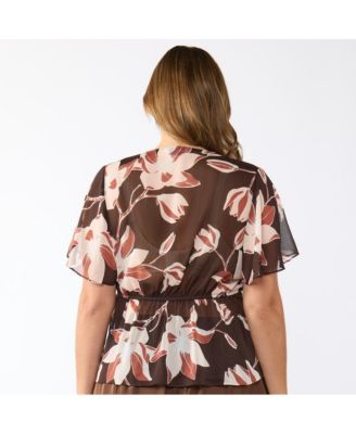Plus Size Azalea Petal Faux-Wrap Top