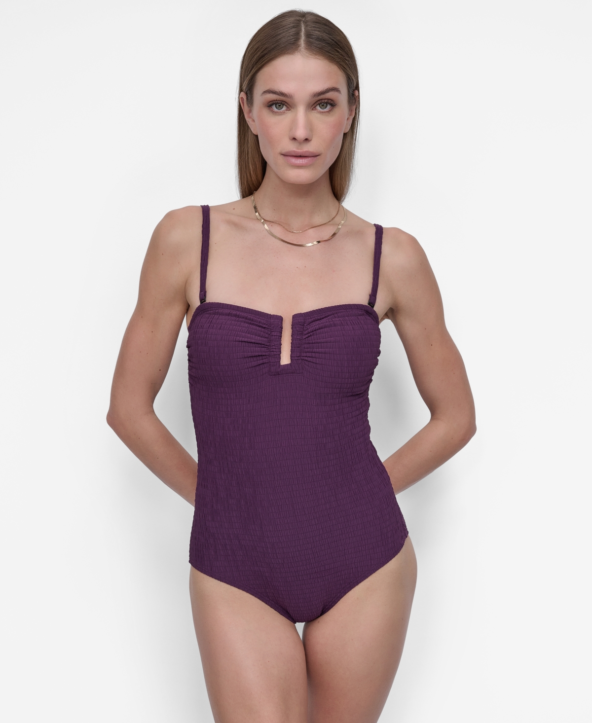 Dkny Women's Shirred One-piece Swimsuit