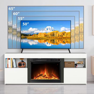 Mantel Wooden Surround Free Standing TV Stand Electric Fireplace