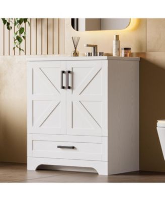 Bathroom Vanity with Sink, 24 Inch Farmhouse Bathroom Sink Cabinet