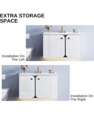 30" Bathroom Vanity with Sink, Floating Bathroom Sink Cabinet