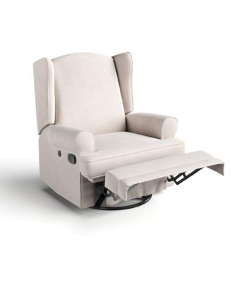 Serenity Wingback Upholstered Recliner Glider - Ivory