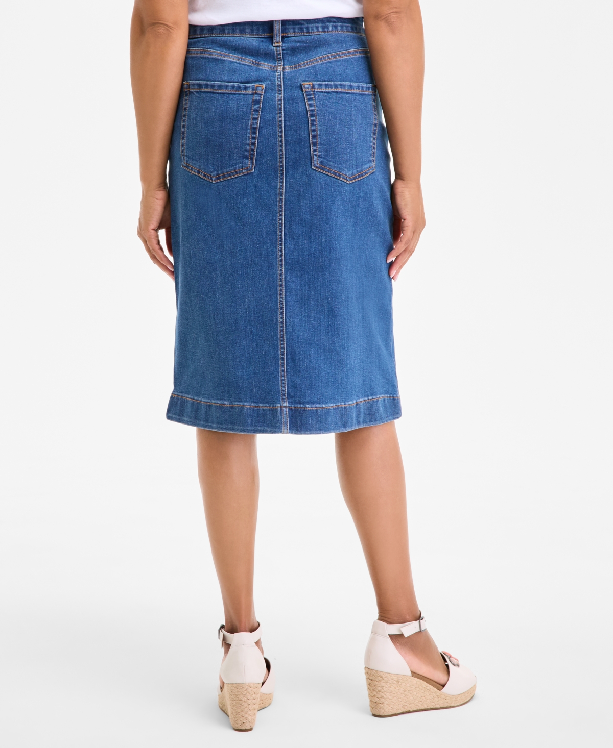 STYLE & CO WOMEN'S HIGH STRETCH DENIM MIDI SKIRT, EXCLUSIVELY AT MACY'S 