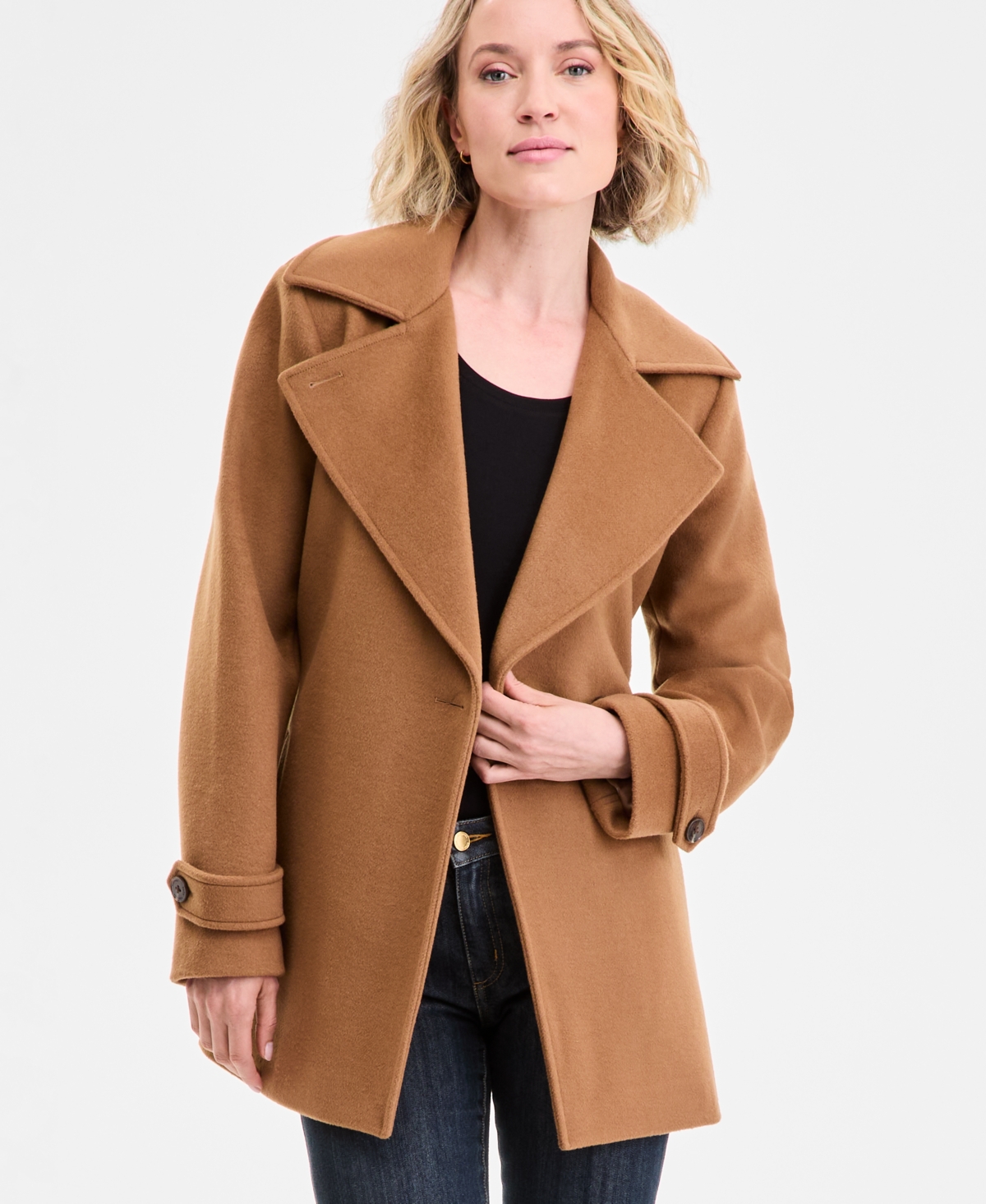 Michael Kors Michael  Women's Double-breasted Belted Wrap Coat, Exclusively At Macy's In Brown