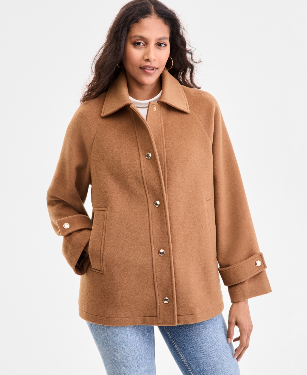 Michael Kors Michael  Women's Collared Button-front Coat, Exclusively At Macy's In Brown
