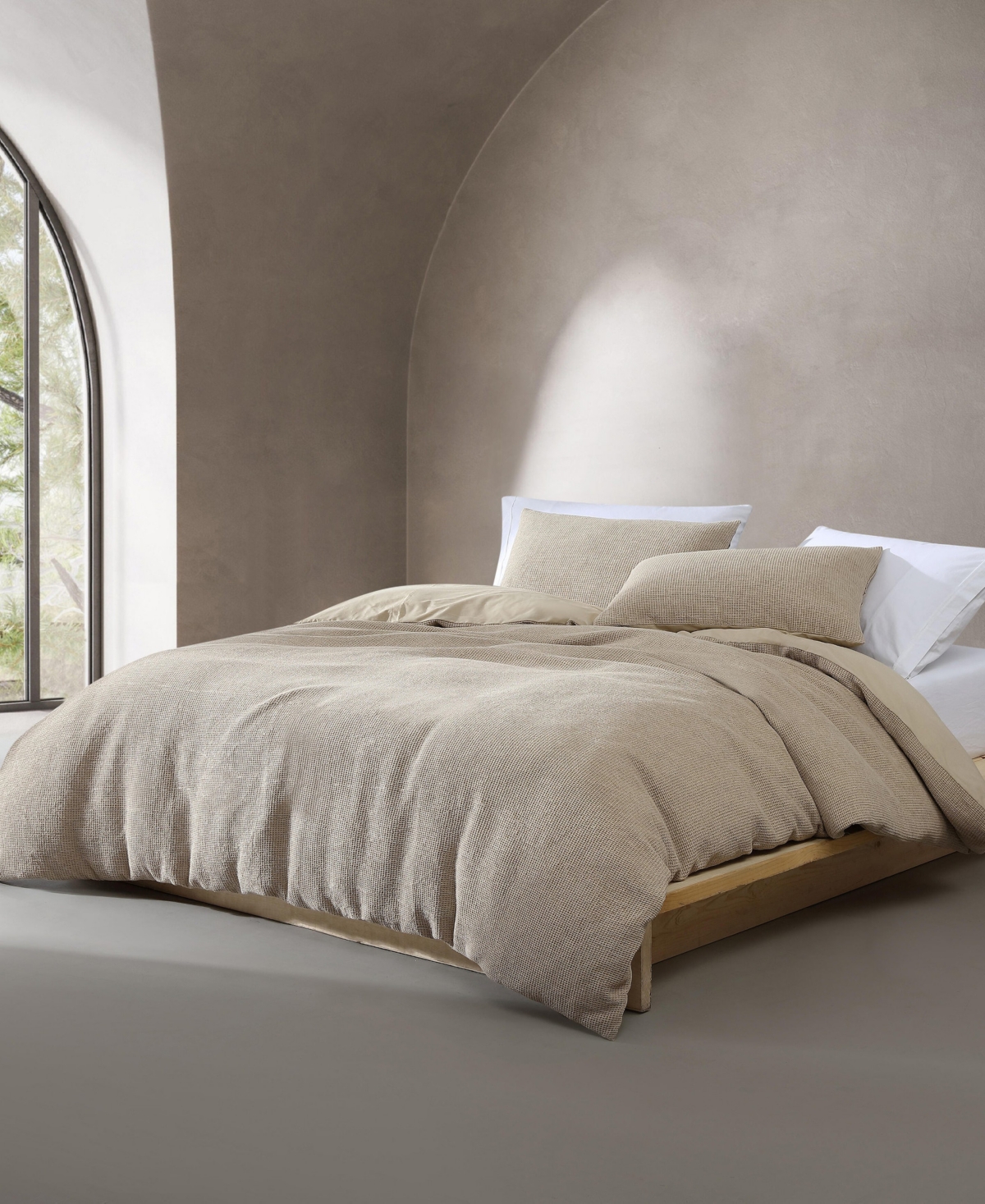 Calvin Klein Microwaffle Melange 3-pc. Comforter Set, King In Sand