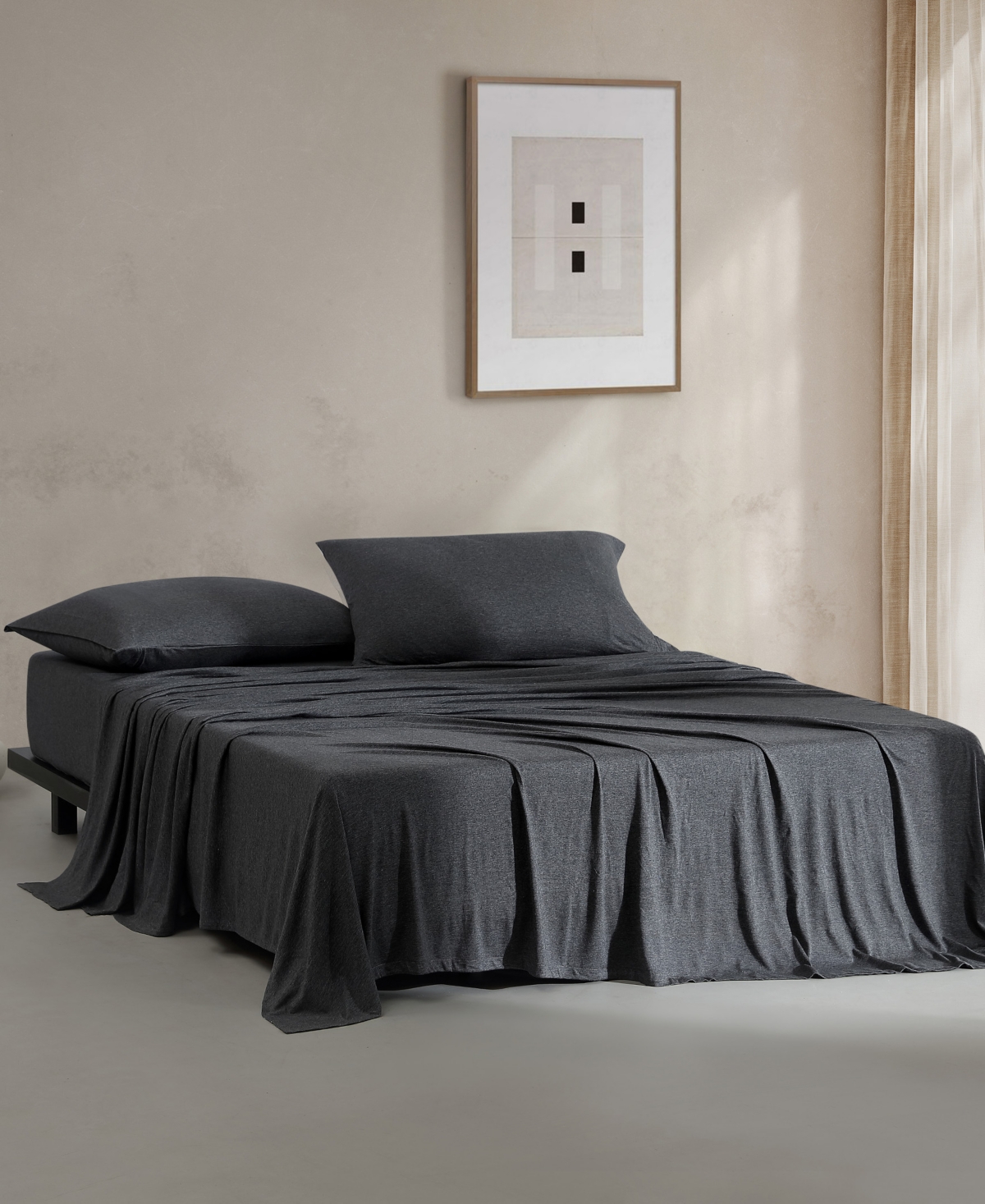 Calvin Klein Modern Cotton Melange Tencel Jersey 3-pc. Sheet Set, Twin In Gray