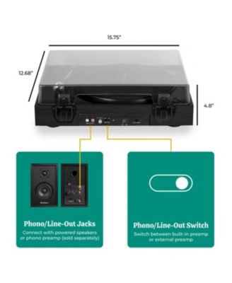 Montrose Wireless Turntable with Audio-Technica Stylus, Bluetooth, MP3 Recording, Speed Control, Built-in Preamp