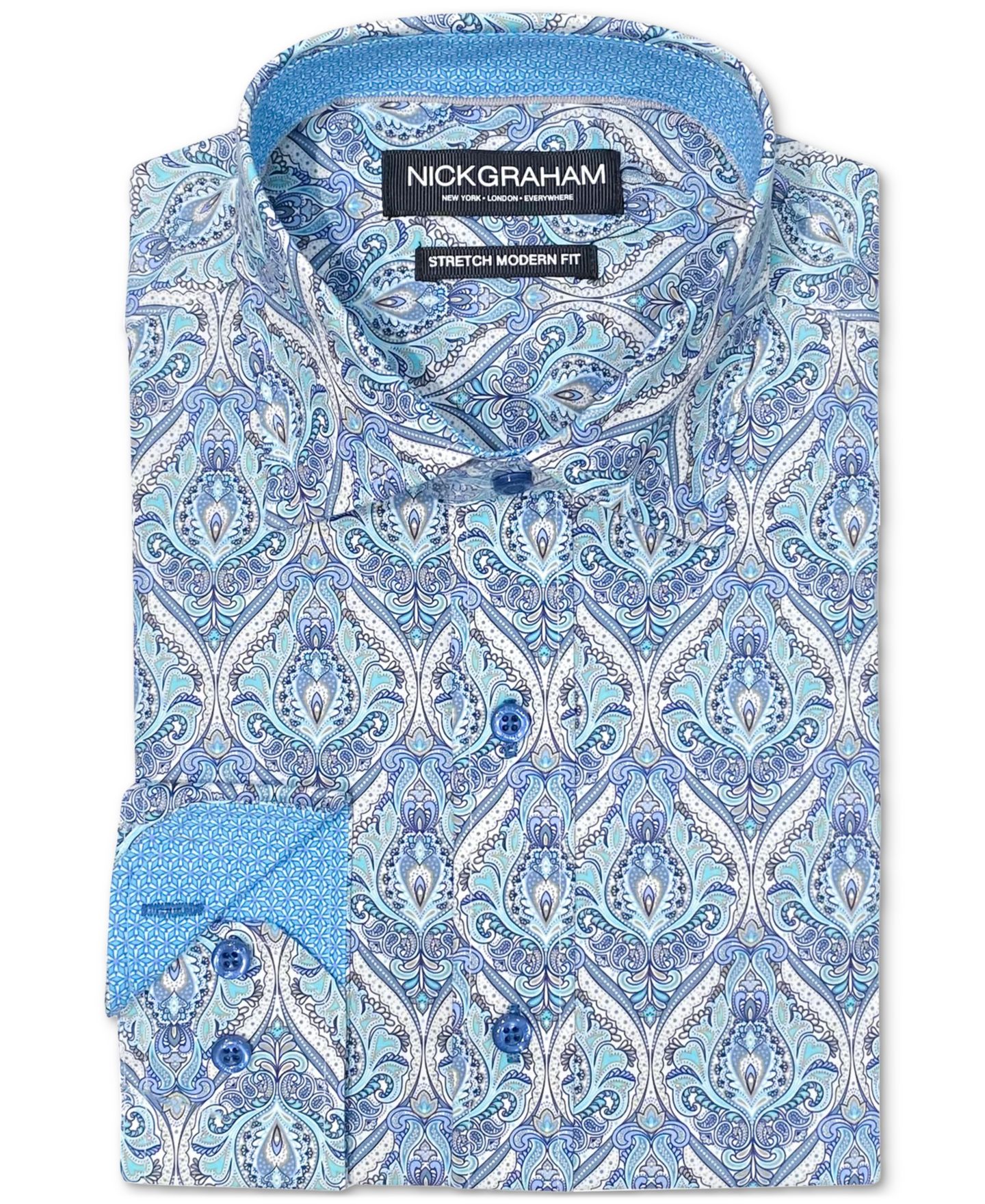 Мужская рубашка Nick Graham Royal Paisley Dress Shirt, цвет: Синий — фото 1