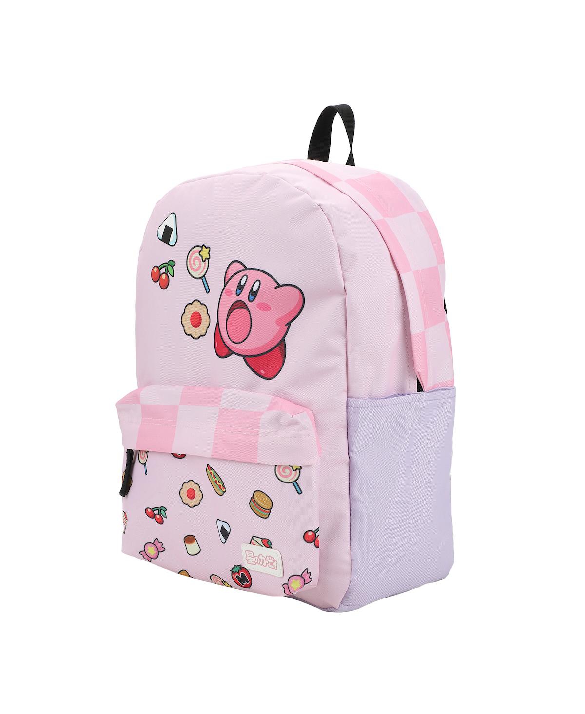 Kirby Inhaling Food 17&#x22; Pink Laptop Backpack - Kirby inhaling food