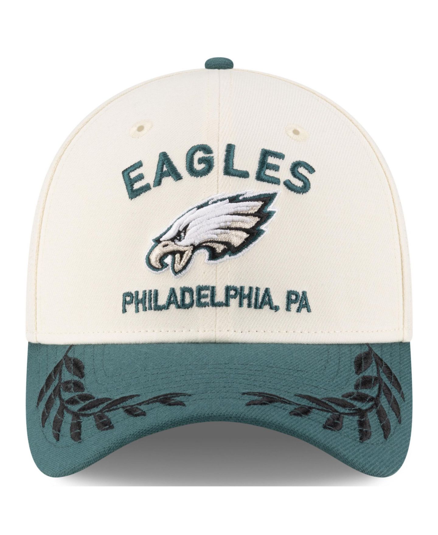 Мужская кепка New Era Cream/Green Philadelphia Eagles 2025 NFL Draft 39THIRTY Flex Hat — фото 4