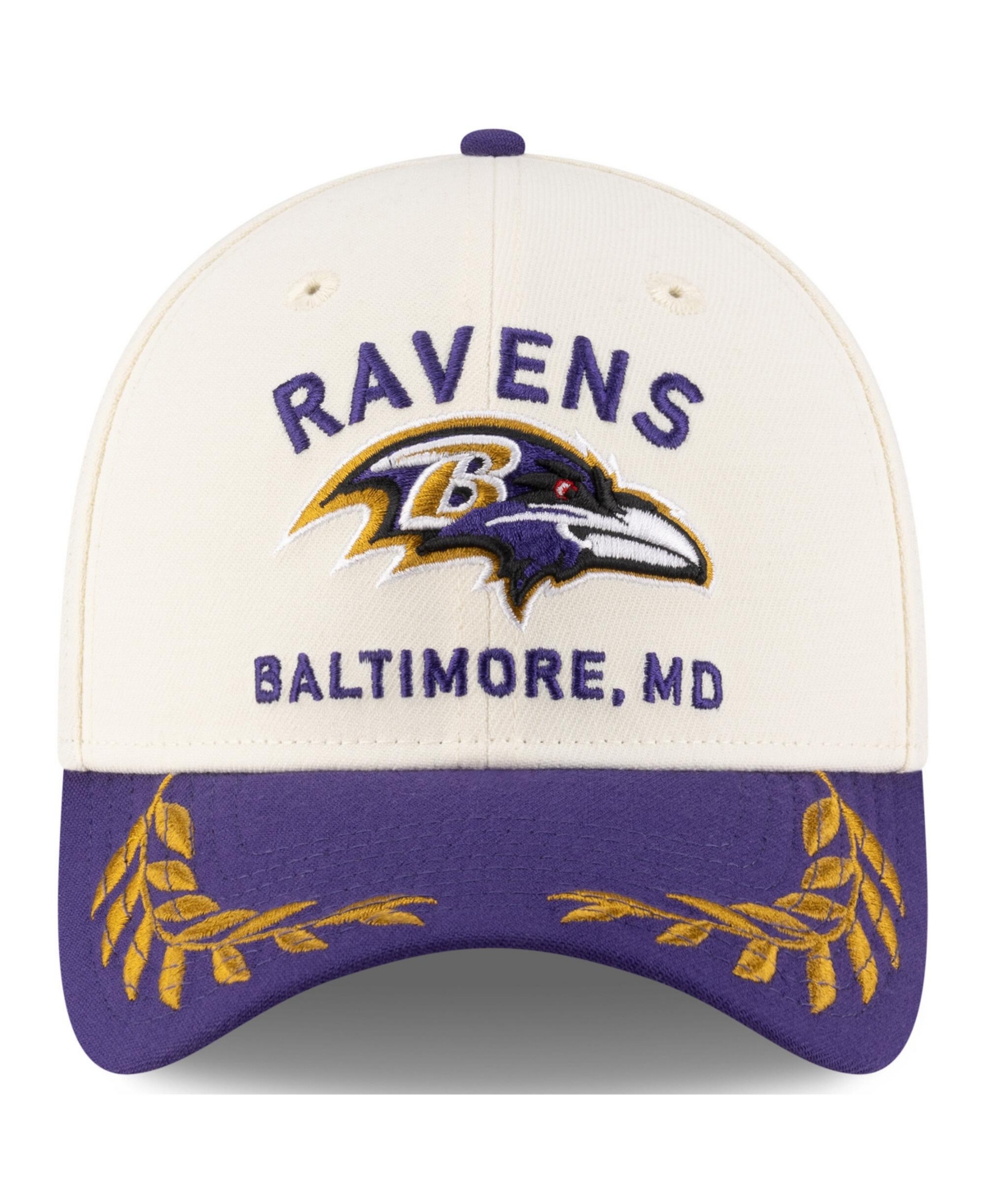New Era Men's Cream/purple Baltimore Ravens 2025 Nfl Draft 39thirty Flex Hat In Cream,purple