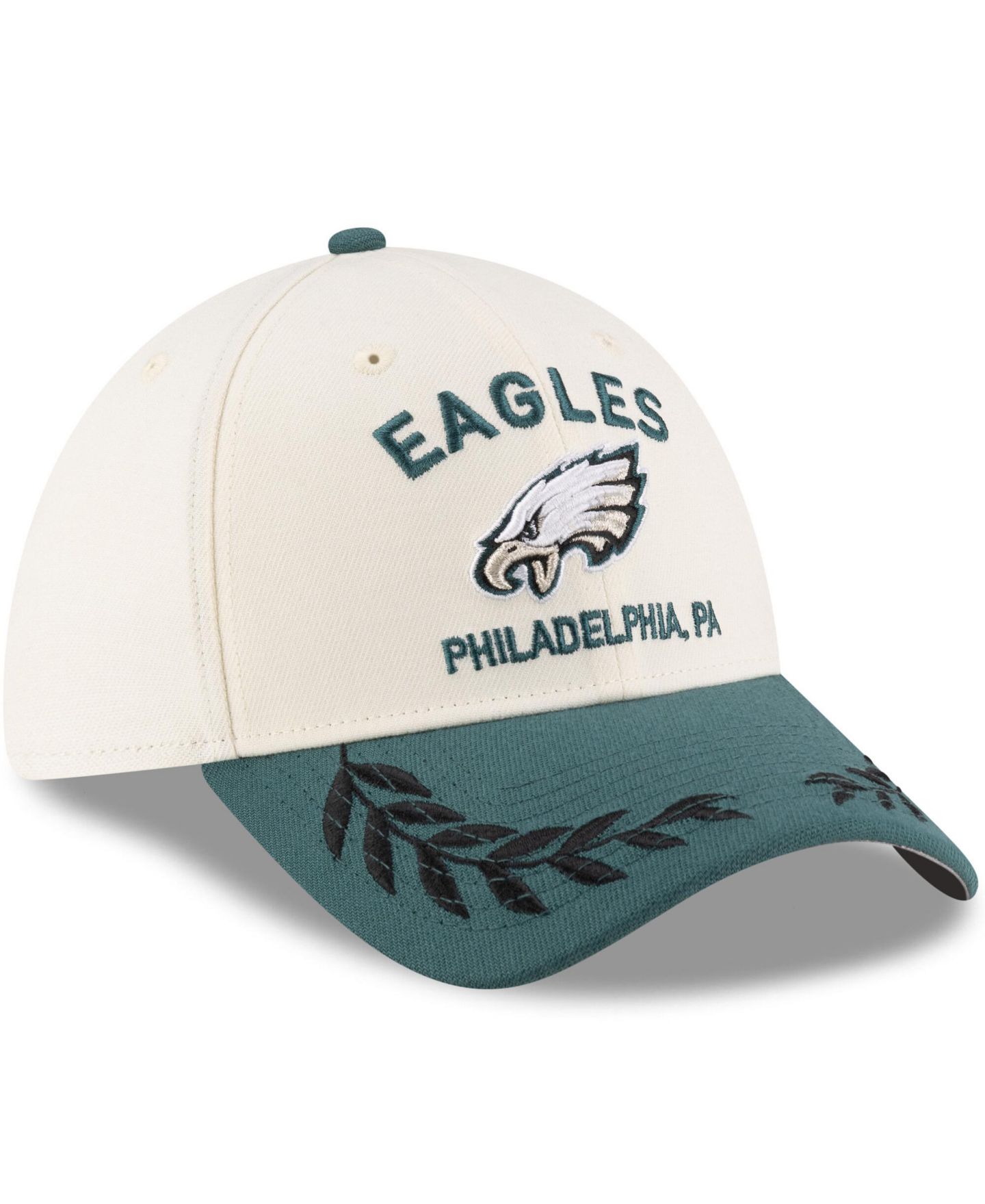 Мужская кепка New Era Cream/Green Philadelphia Eagles 2025 NFL Draft 39THIRTY Flex Hat — фото 5