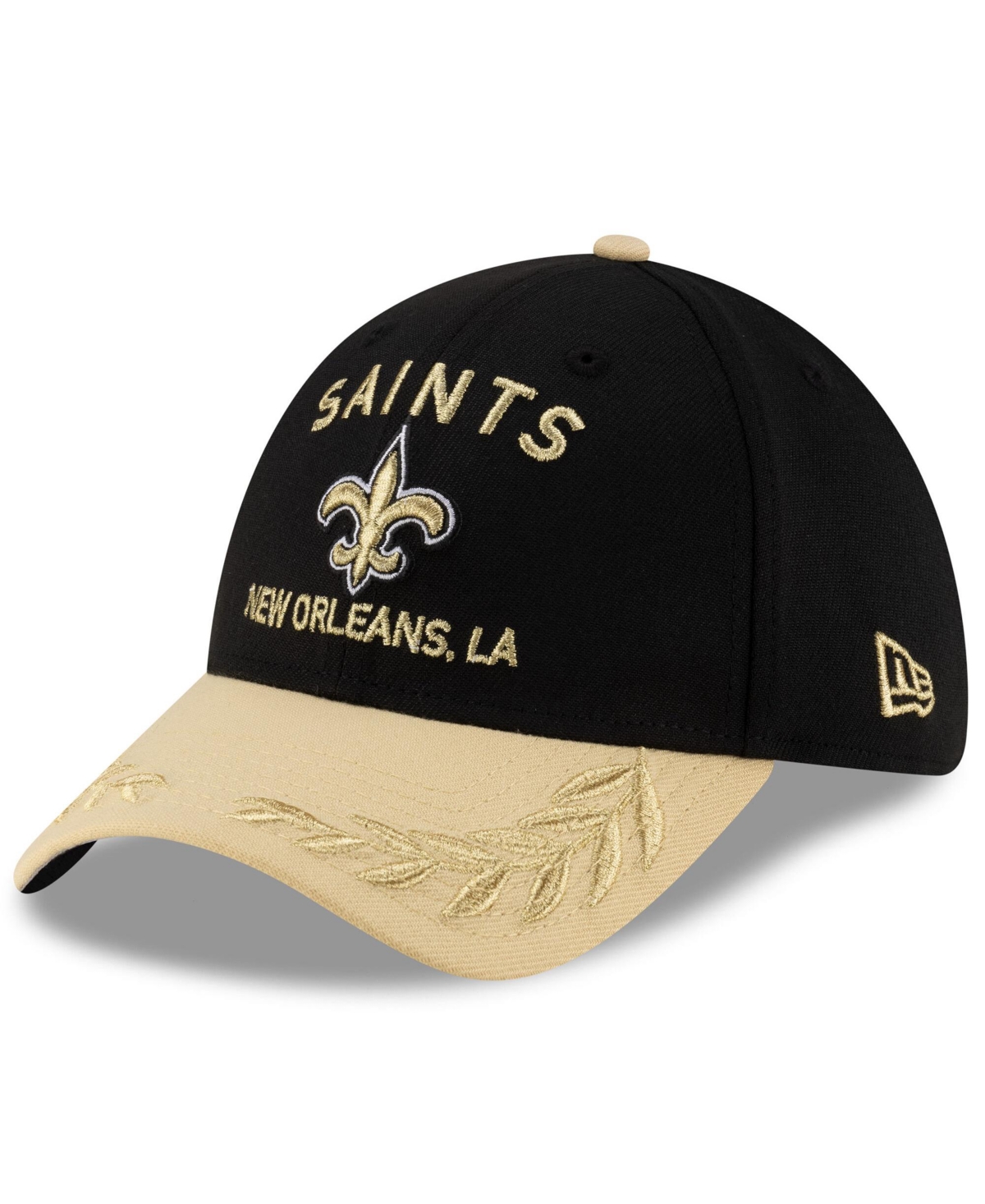 New Era Men's Black/Gold New Orleans Saints 2025 Nfl Draft 39THIRTY Flex Hat - Black, Gold