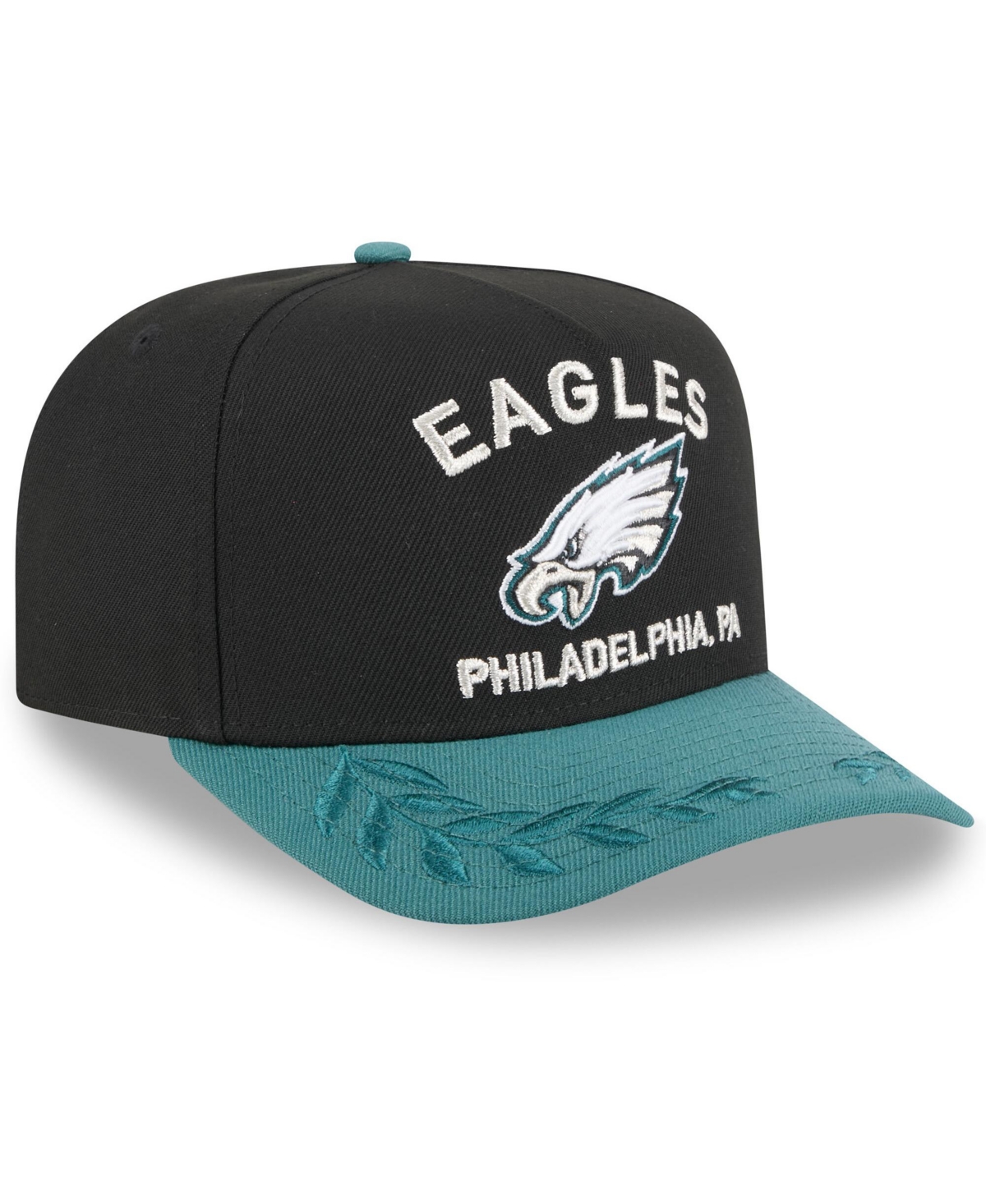 New Era Men's Black/green Philadelphia Eagles 2025 Nfl Draft A-frame 9fifty Snapback Hat In Black,green