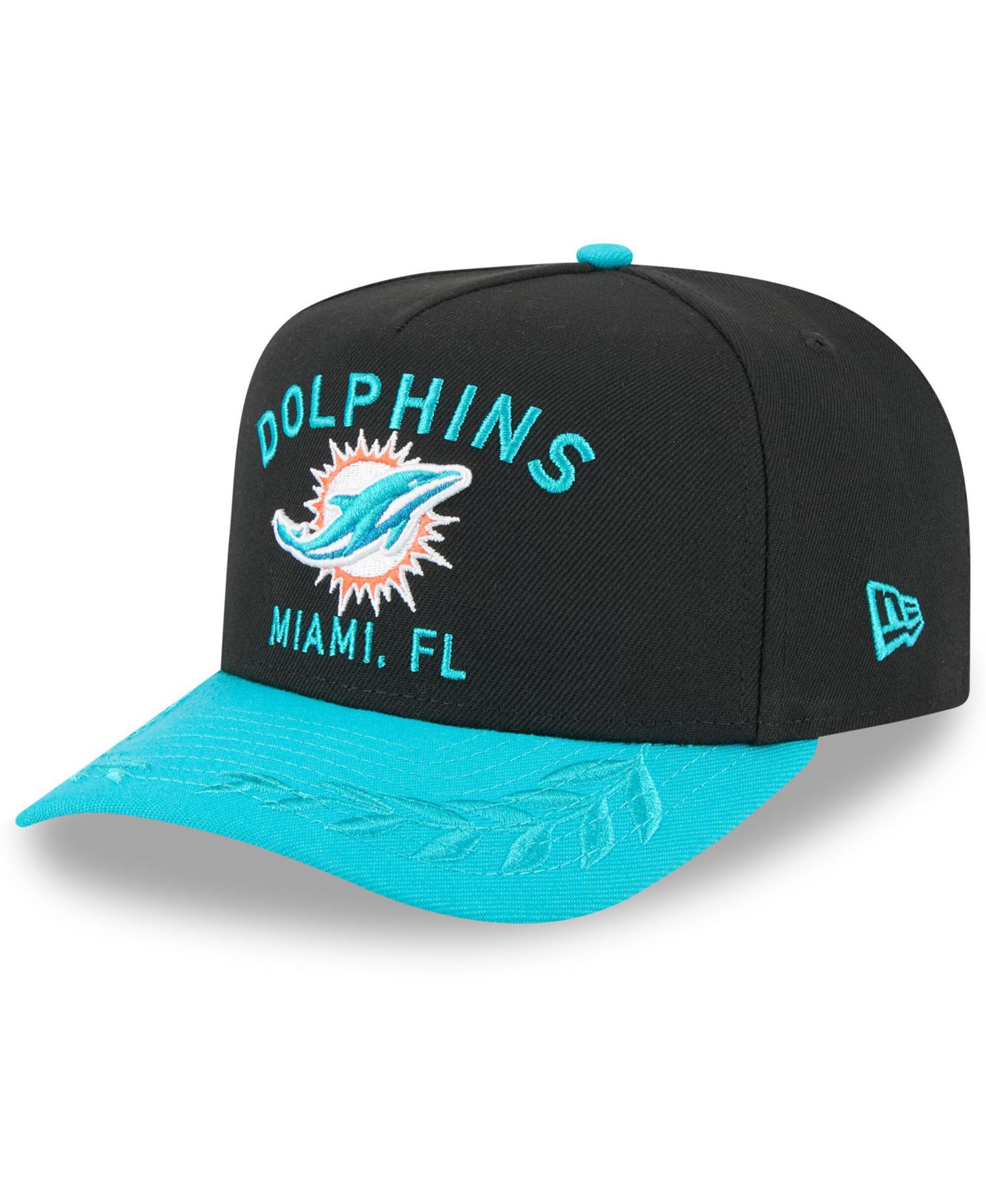 Men's Black/Aqua Miami Dolphins 2025 NFL Draft A-Frame 9FIFTY Snapback Hat