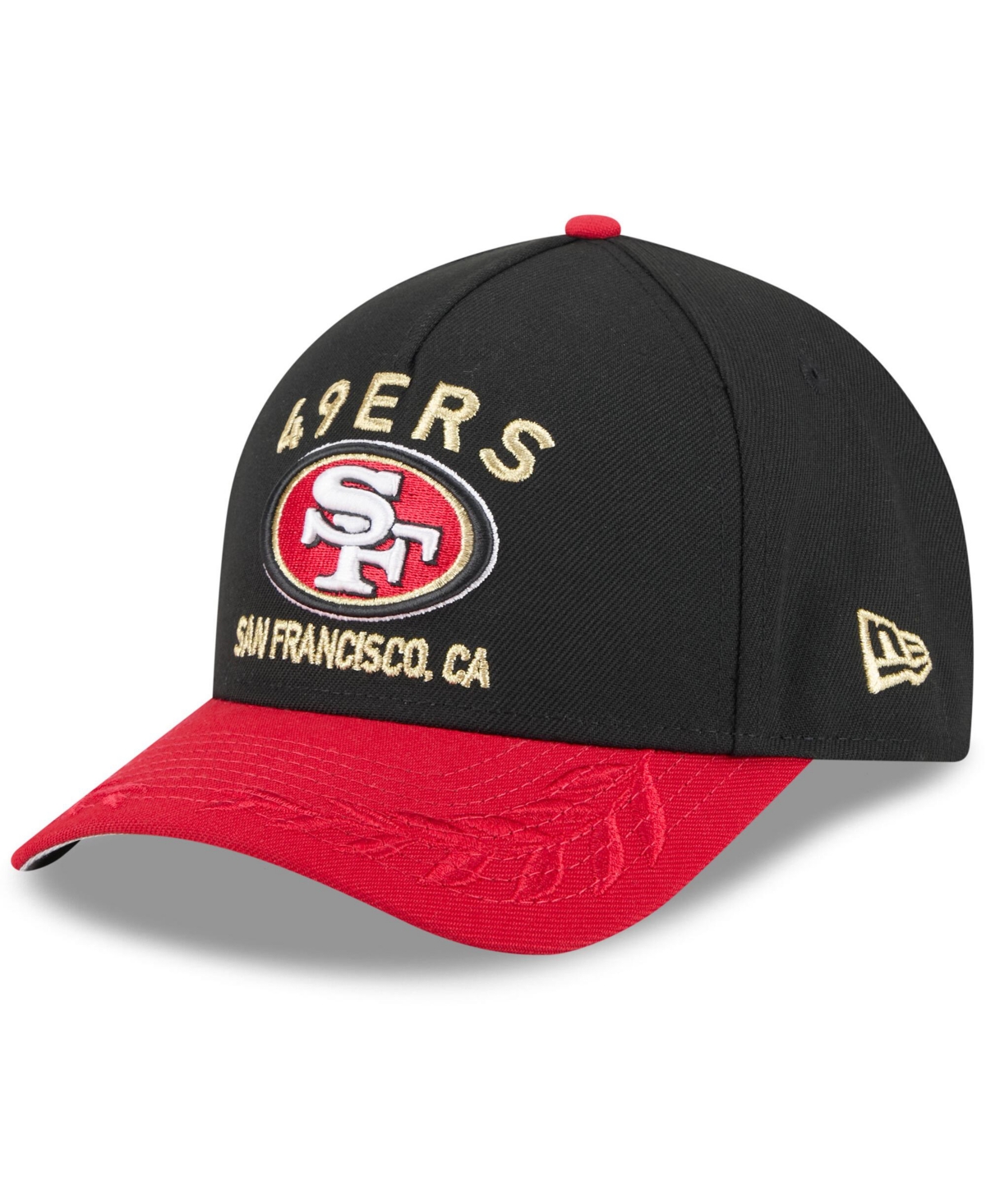 New Era Men's Black/scarlet San Francisco 49ers 2025 Nfl Draft 9forty A-frame M-crown Adjustable Hat In Black,scarlet