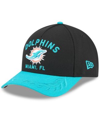 New Era - Men's Black/Aqua Miami Dolphins 2025 NFL Draft 9FORTY A-Frame M-Crown Adjustable Hat