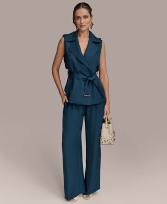 Womens Belted Vest Pull On Pants