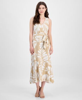 Anne Klein - Women's Printed Open-Back Midi Dress