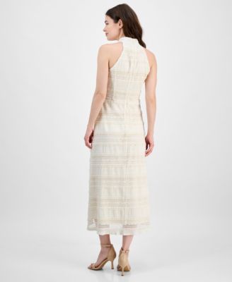 Women's Lace Knit Mock Neck Halter Dress