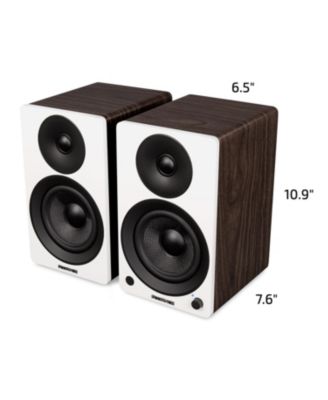 high-fidelity, Bluetooth-enabled, 90W Class D amplified vinyl turntable system with phono preamp, bookshelf speakers, OM10 cartridge.