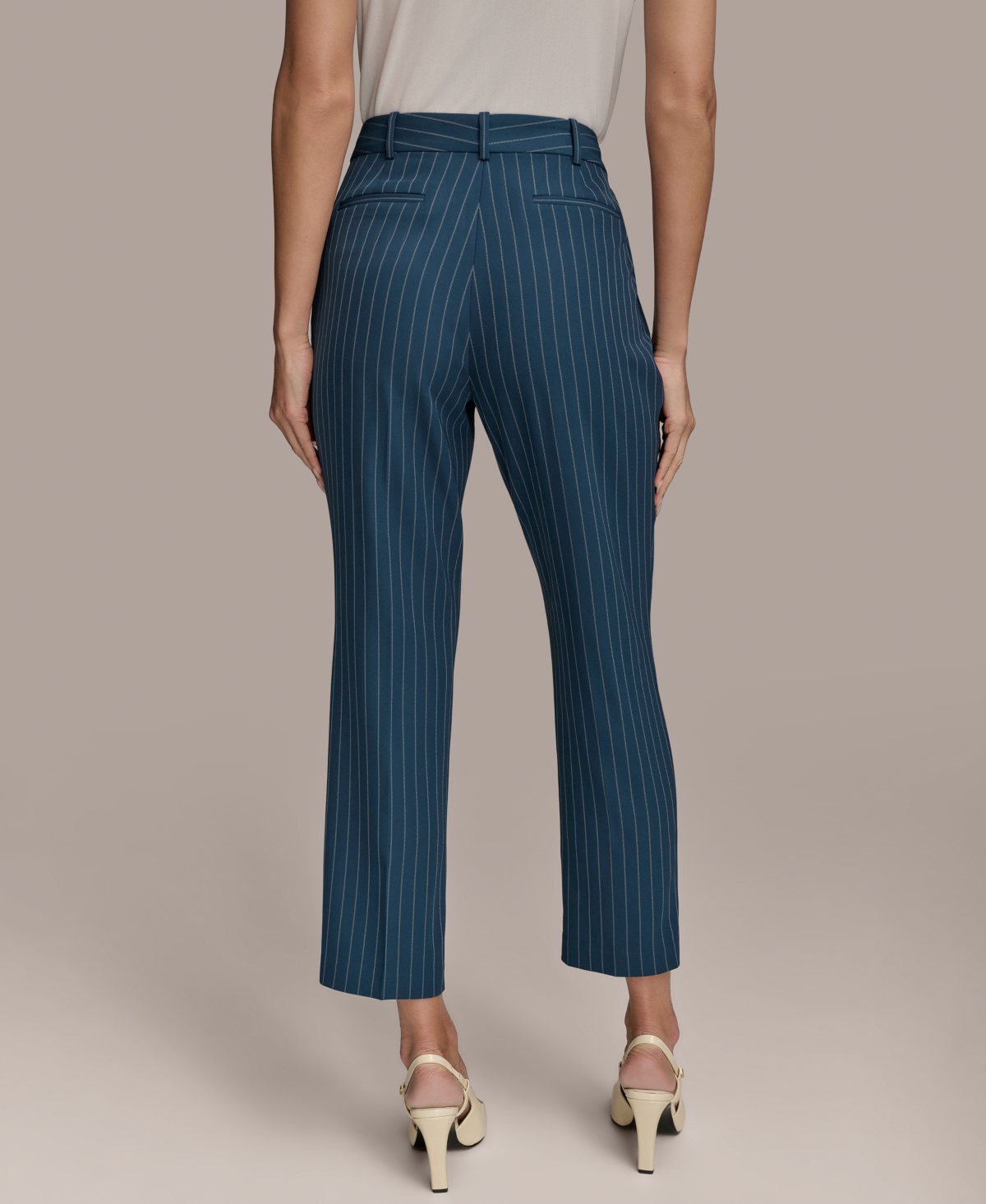 Shop Donna Karan Women's Straight-leg Pinstripe Pants