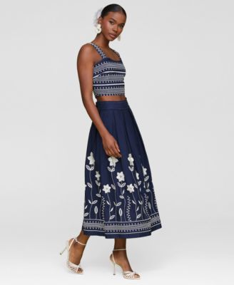 Women's Cotton Embroidered Square-Neck Tank Top