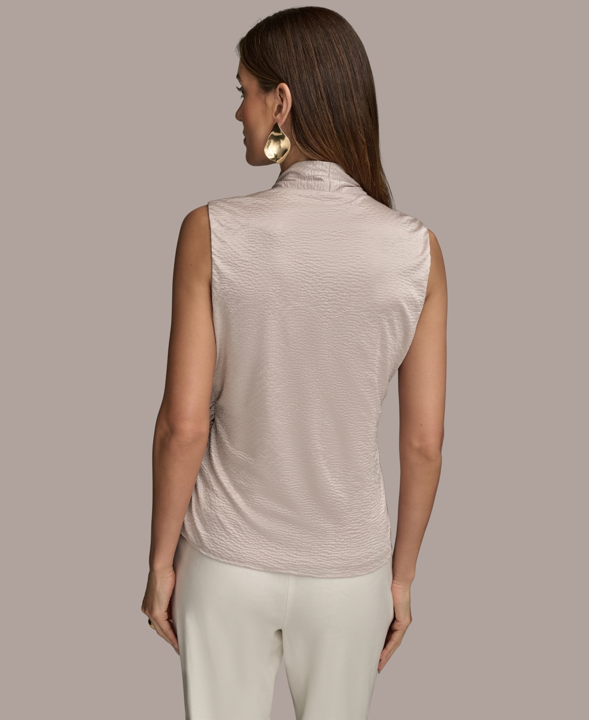 Shop Donna Karan Women's Sleeveless Faux-wrap Knit Top
