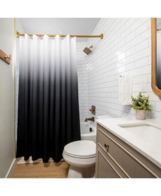 Water Resistant Polyester Fabric Shower Curtain, 71x74