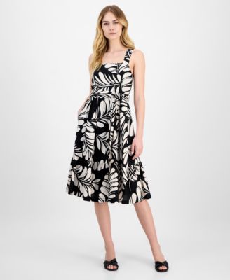 Anne Klein - Women's Printed Chiffon Fit & Flare Dress