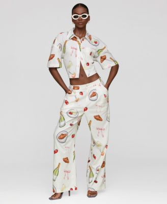 Women's Printed High-Rise Wide-Leg Pants