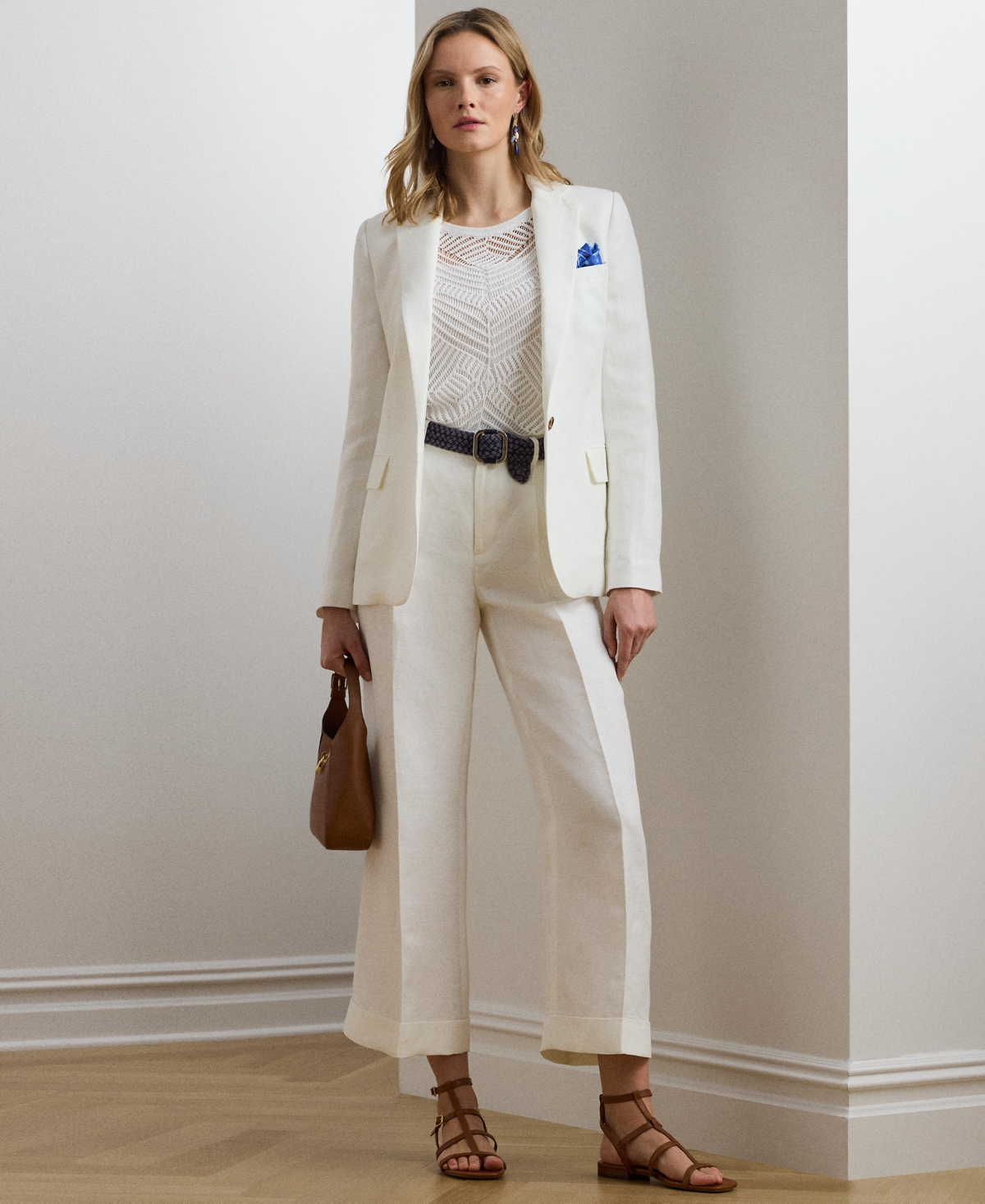 RALPH LAUREN WOMEN'S LINEN-BLEND TWILL BLAZER 