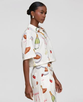 Women's Printed Button-Front Camp Shirt