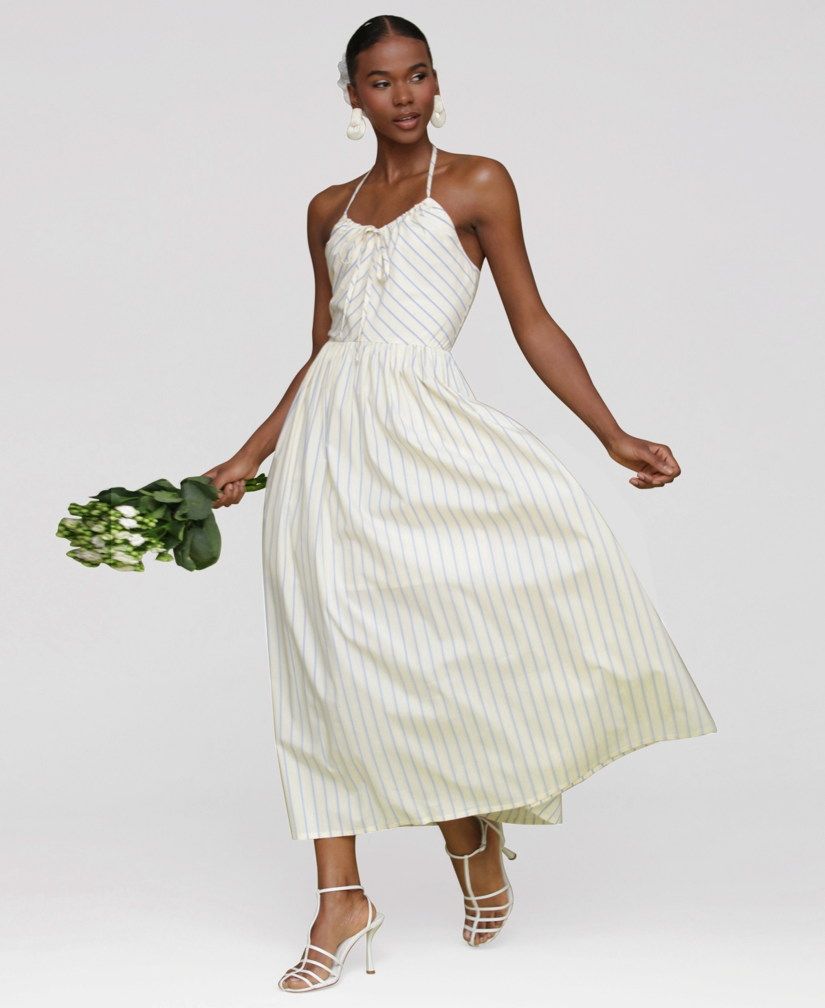 Avec Les Filles Women's Halter Maxi Dress In White