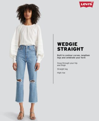 Women's Wedgie Straight-Leg High Rise Cropped Jeans