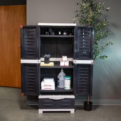 Versatile Storage Cabinet with 3 Adjustable Shelves and Lockable Doors - 57.5"