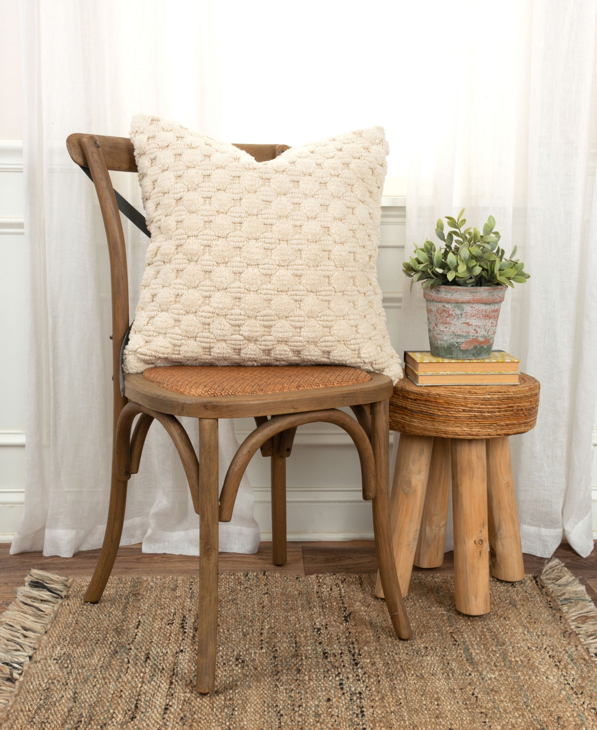 Rizzy Home Modern Industrial Geometric Woven Decorative Pillow, 20" X 20" In Natural