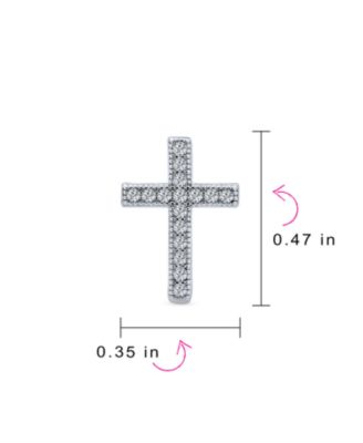 Traditional Religious CZ Stud Earrings, Micro Pave Cross, Sterling Silver Cubic Zirconia