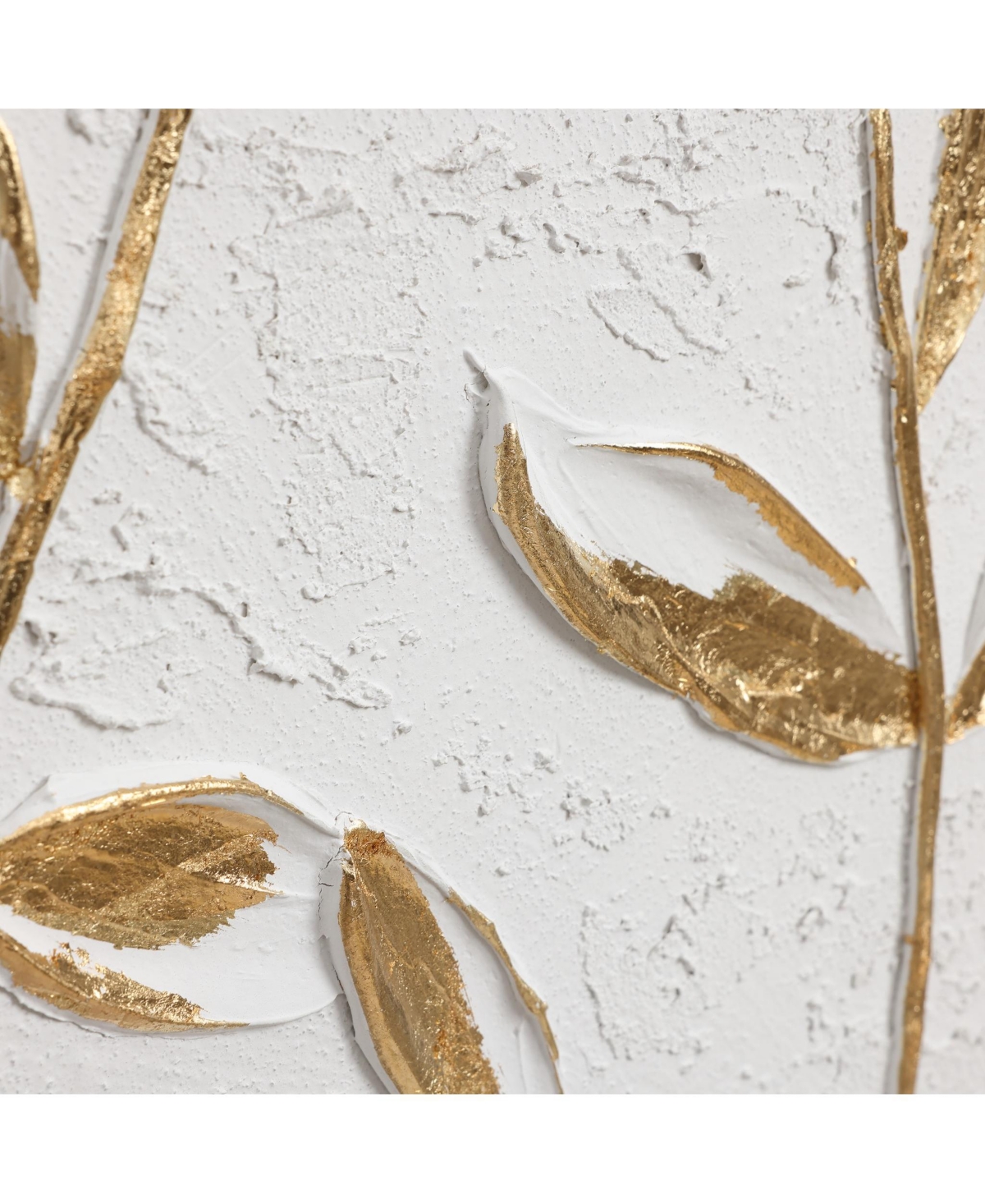 Luxenhome White With Gold Flower Canvas Framed Wall Decor In White And Gold